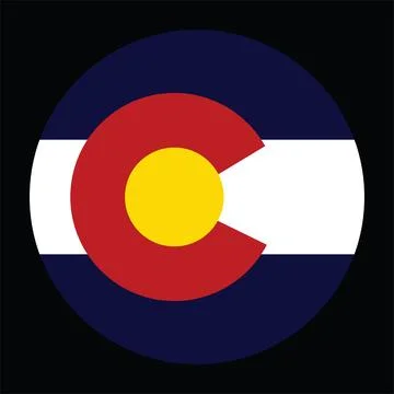 Circle badge Colorado flag vector illustration isolated on black イラスト素材
