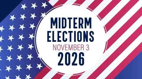 Circle Badge Diagonal Red Stripe November 3 2026 Elections Stock Illustration