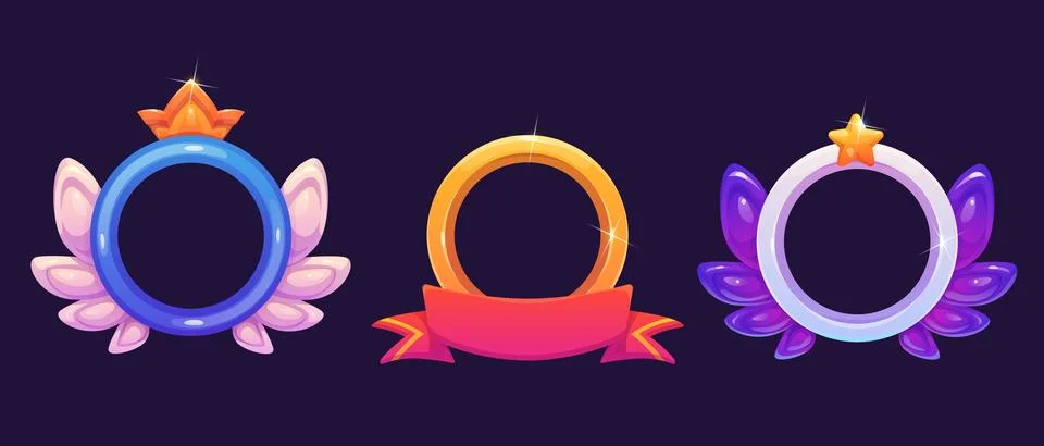 Circle badge frame for game ui avatar design Illustrazione stock