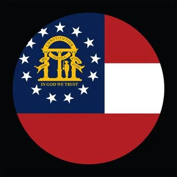 Circle badge Georgia flag vector illustration isolated on black Stock Illustration
