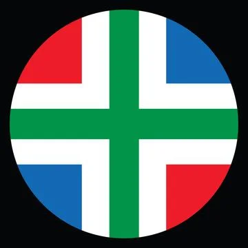 Circle badge Groningen flag button vector illustration 库存插图