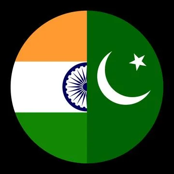 Circle badge half India flag Pakistan button vector Illustrazione stock