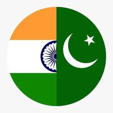 Circle badge half India flag Pakistan button vector Stock Illustration