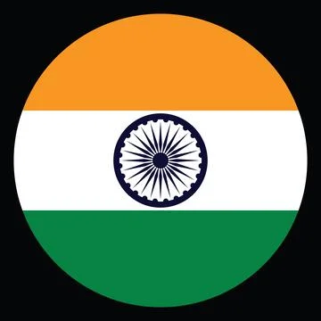 Circle badge India flag button vector illustration isolated. Illustrazione stock