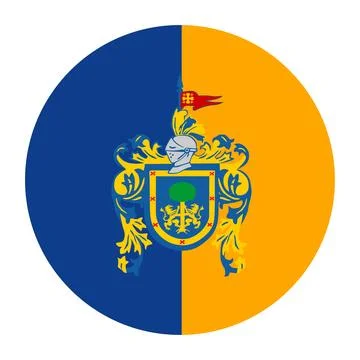 Circle badge Jalisco flag button and coat of arms イラスト素材