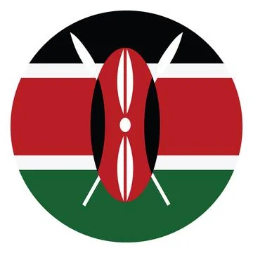 Circle badge Kenya flag button vector illustration isolated. 库存插图