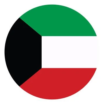 Circle badge Kuwait flag button vector illustration isolated. Stockillustratie