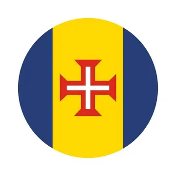 Circle badge Madeira flag vector illustration isolated. イラスト素材