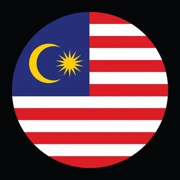 Circle badge Malaysia flag button vector illustration isolated. Stockillustratie