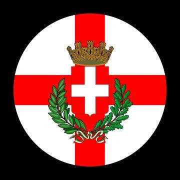 Circle badge Milan flag button vector illustration isolated Illustrazione stock