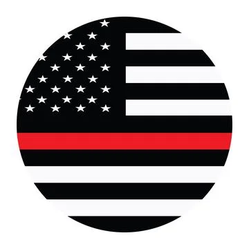 Circle badge Thin red line firefighter flag symbol vector illustration Stock Illustration