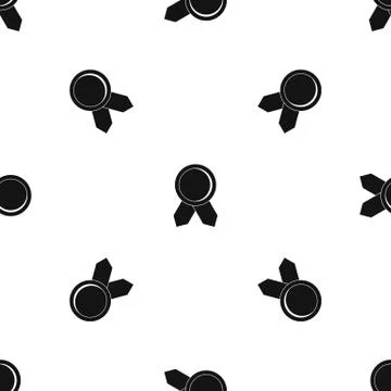 Circle badge wih ribbons pattern seamless black イラスト素材
