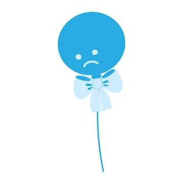 Circle balloon with sad smiley face in bow in trendy monochrome blue. Blue Stock Illustration