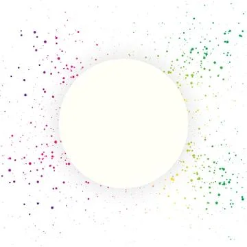 Circle banner frame abstract background, liquid splash art dots scattered vector Stock Illustration