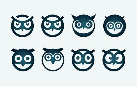 Circle based owl head symbol Stock Illustration