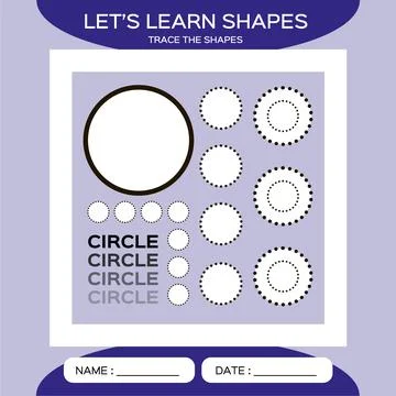 Circle. Basic geometric shapes. Elements for children. Learn Shapes. Handwriting Stock Illustration