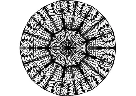 Circle basic mandala line art,easy zentangle design Stock Illustration