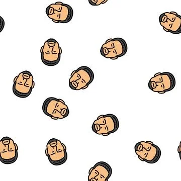 Circle beard hair style vector seamless pattern Stock Illustration