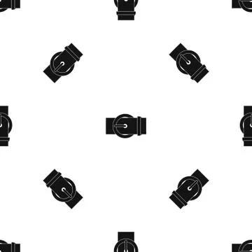 Circle belt buckle pattern seamless black Ilustração Stock