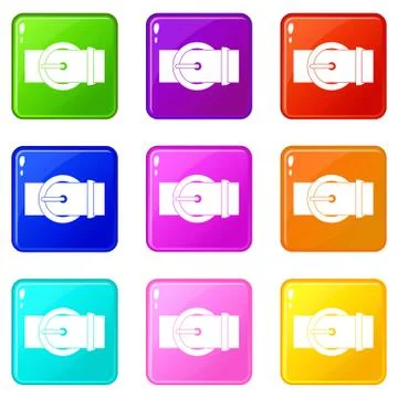 Circle belt buckle set 9 Ilustração Stock