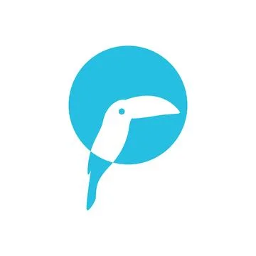 Circle with bird toucan flat logo design vector graphic symbol icon illustr.. イラスト素材