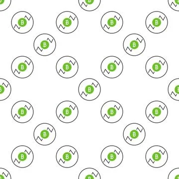 Circle with Bitcoin vector Crypto Trading seamless pattern Stock Illustration