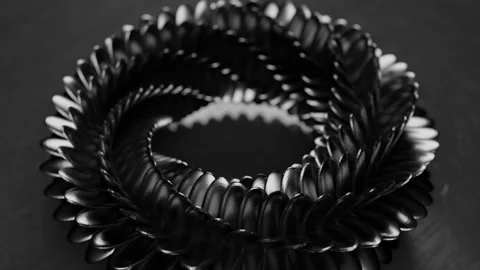 Circle of Black and White Snake Scales moving in a 3D animation Stock Footage 253588288
