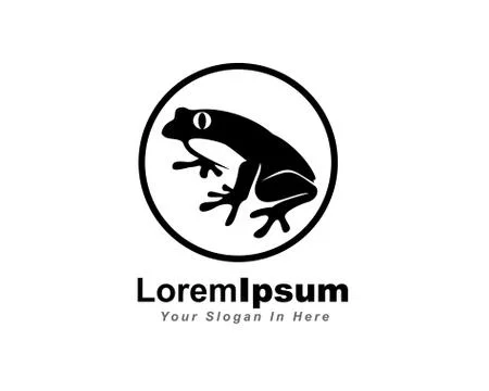 Circle with black frog draw logo design inspiration Stock Illustration