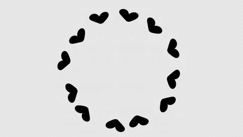 Circle of Black Hearts Rotating Frame Animation on Green Screen Chroma Key Stock Footage 324055279
