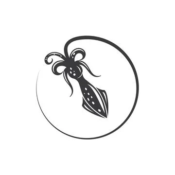 Circle black sea cuttlefish icon vector element design template Illustrazione stock