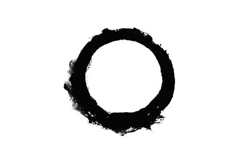 Circle with black stroke of paint isolated on white background Stock Illustration