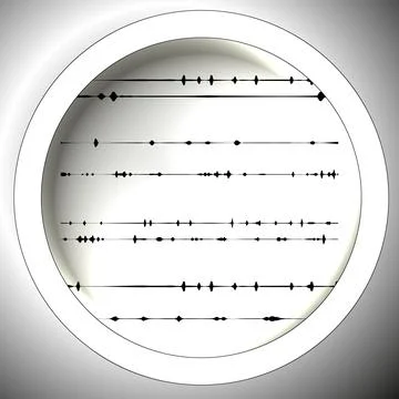 A circle with black thin lines with small elements. Stock Illustration