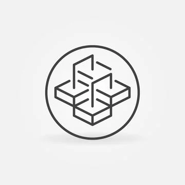 Circle with Block Chain vector concept line icon - Blockchain Blocks round sign イラスト素材