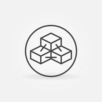 Circle with Blockchain and Three Blocks outline vector concept icon イラスト素材