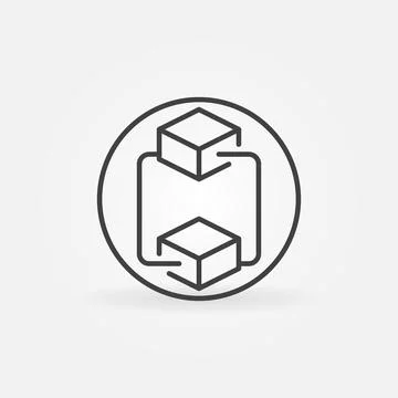 Circle with Blockchain Technology linear vector concept icon or sign Stock Illustration