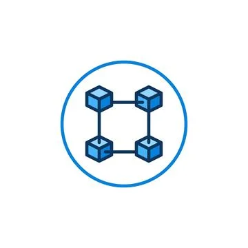 Circle with Blockchain vector blue round icon. Block Chain concept sign イラスト素材