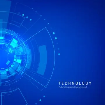 Circle blue abstract technology background. Sci fi cyberspace backdrop. Futur Stock Illustration