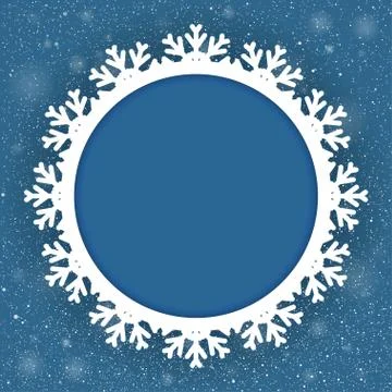 Circle Blue Background New Year. Snow. Snowflake. 스톡 일러스트