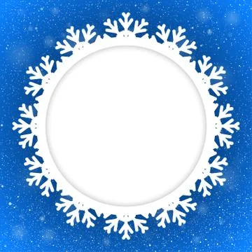 Circle Blue Background New Year. Snow. Snowflake. Stock Illustration