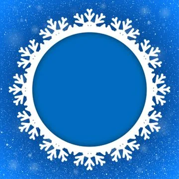 Circle Blue Background New Year. Snow. Snowflake. Stock Illustration