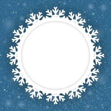 Circle Blue Background New Year. Snow. Snowflake. Stock Illustration