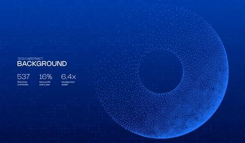 Circle blue dot with background tech wave and concentric globe abstract 스톡 일러스트