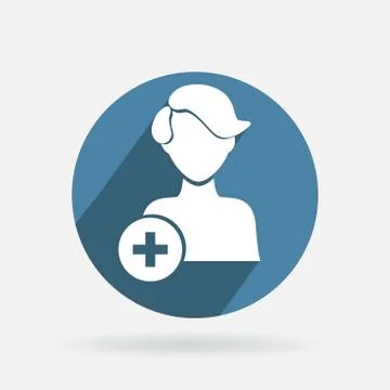 Circle blue icon with shadow, add friend Stock Illustration