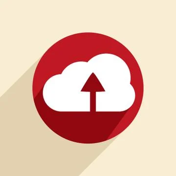 Circle blue icon with shadow. cloud download 스톡 일러스트