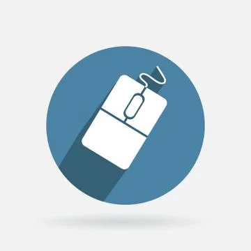 Circle blue icon with shadow, computer mouse Stock Illustration
