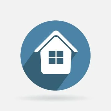 Circle blue icon with shadow, home Illustrazione stock