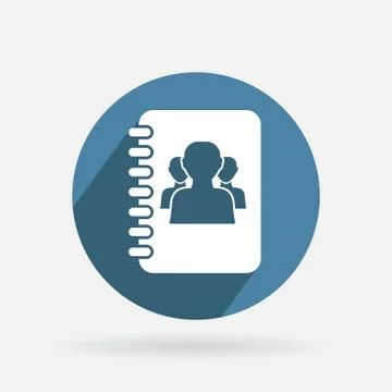 Circle blue icon with shadow, phone address book Stock Illustration