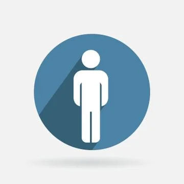 Circle blue icon with shadow. silhouette of a man Stock Illustration