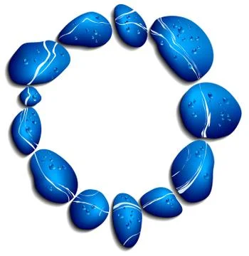 Circle of blue pebbles background Stock Illustration