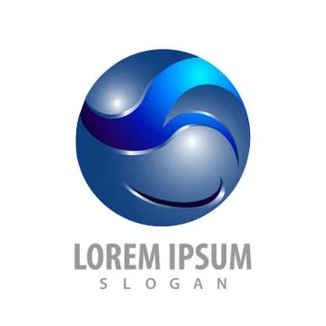 Circle blue sphere 3d logo concept design. Symbol graphic template element ve Stock Illustration